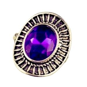 New Handmade Bohemian Sterling Silver Purple Crystal Ring